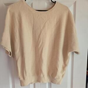 Quince Large Short Sleeve oatmeal organic cotton& 3% cashmere Link Stitch Dolman
